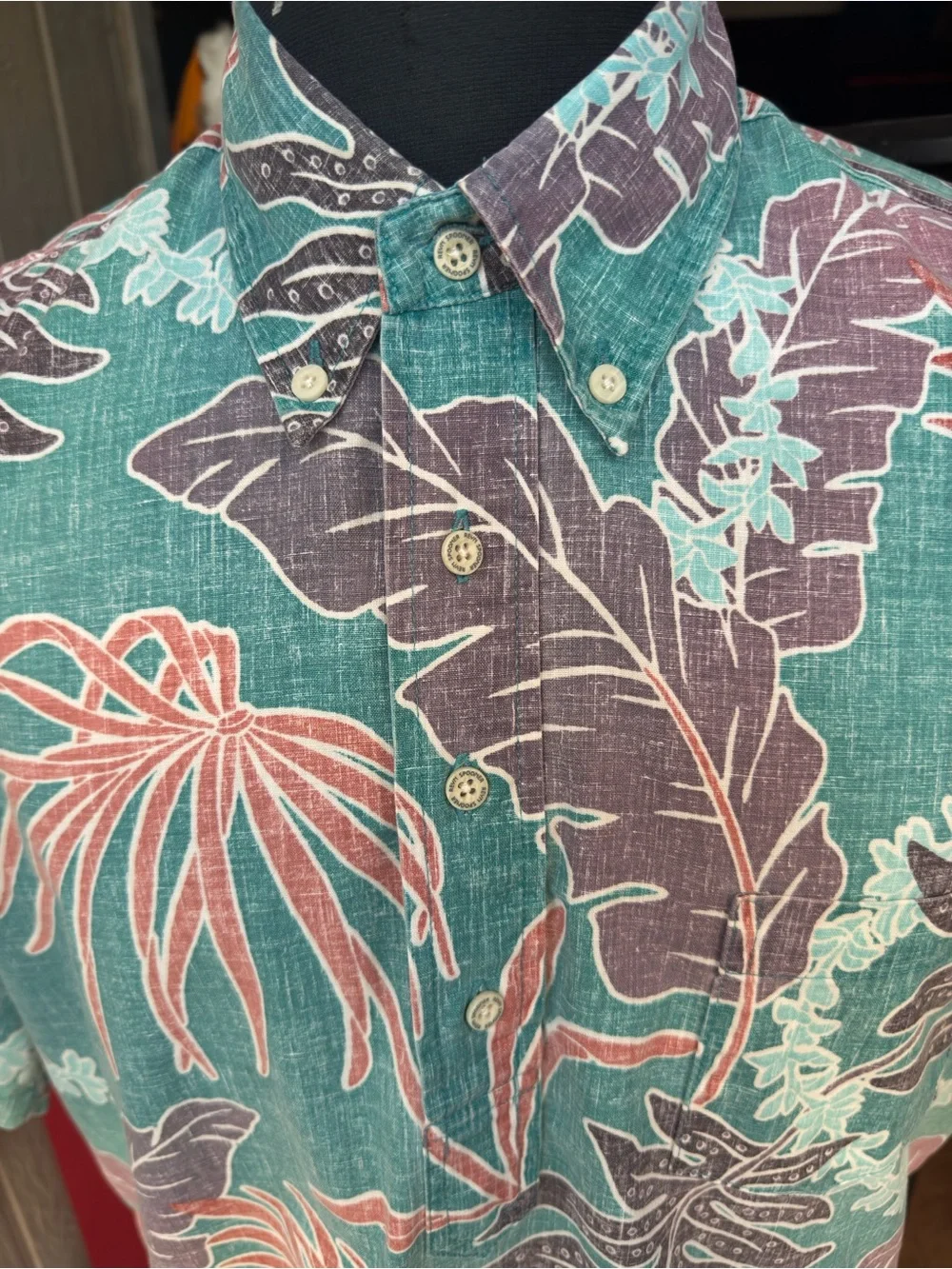 PreOwned Reyn Spooner Classic Hawaiian Print Multicolored Pullover Men's Medium